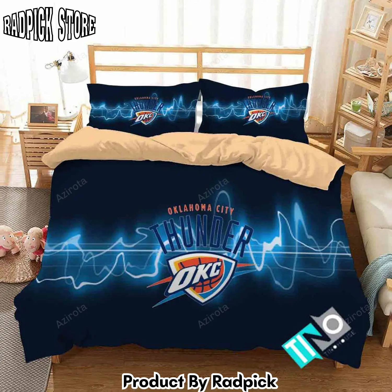 Radpick v6 3d oklahoma city thunder logo basketball bedding set duvet cover pillow cases rp327568